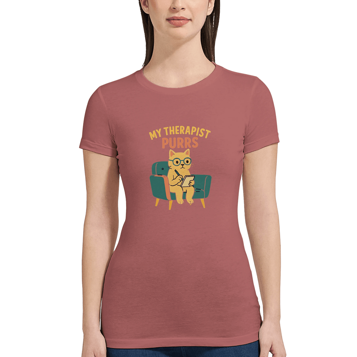 Mauve | My Therapist Purrs Premium Women's T-shirt