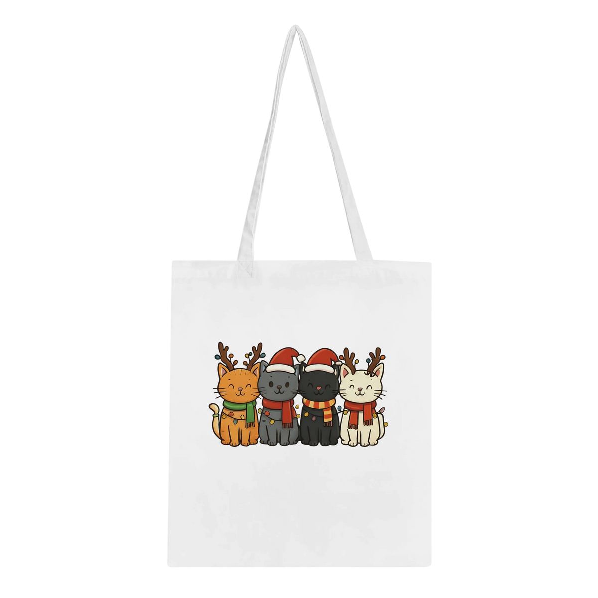 Christmas Cats Tote Bag | White