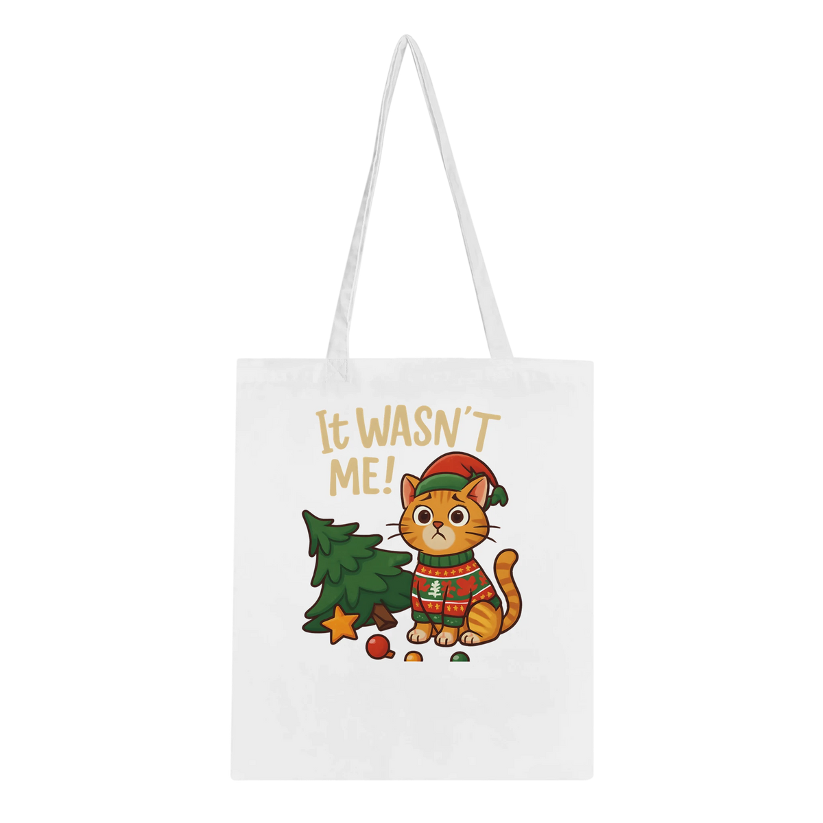 It Wasn’t Me Cat Tote Bag | White