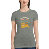 Load image into Gallery viewer, Dark Grey Heather | Sorry I'm Late Premium Cat T-Shirt