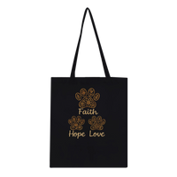 Load image into Gallery viewer, Faith Hope Love Cat Tote Bag | Black