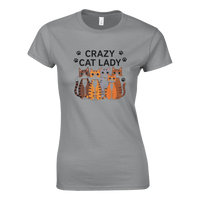 Load image into Gallery viewer, Rs Sport Grey | Crazy Cat Lady Women Soft Cotton T-shirt