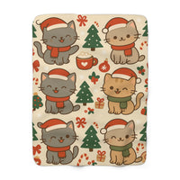 Load image into Gallery viewer, Christmas Cats Sherpa Blanket