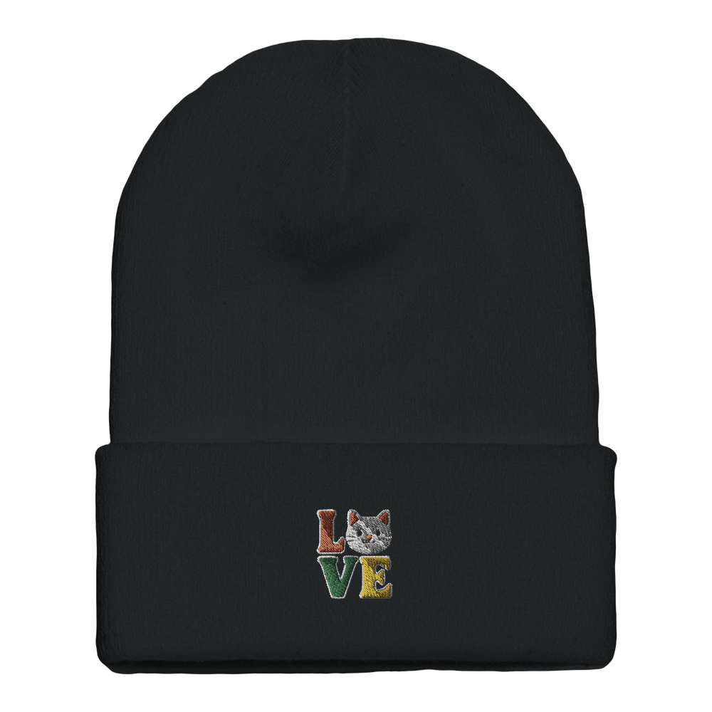 Black| Cat Love Cuffed Beanie