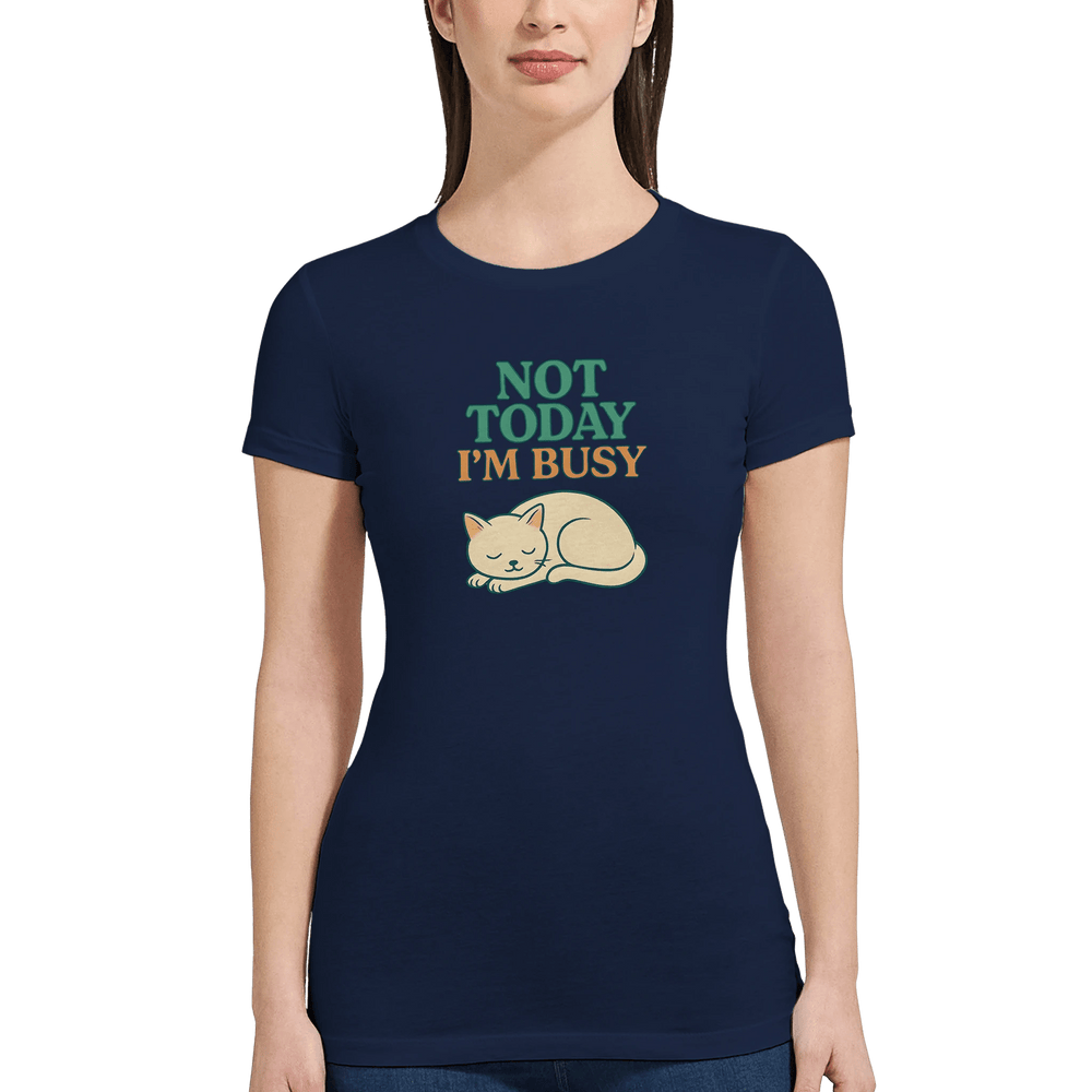 Navy | Not Today I'm Busy Cat-Themed Premium T-Shirt