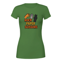 Load image into Gallery viewer, Rock Paper Scissors Cat Womens T-Shirt | Leaf