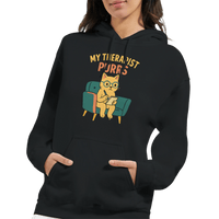 Load image into Gallery viewer, My Therapist Purrs Hoodie – Cozy Unisex Cat Lover Pullover (Black)
