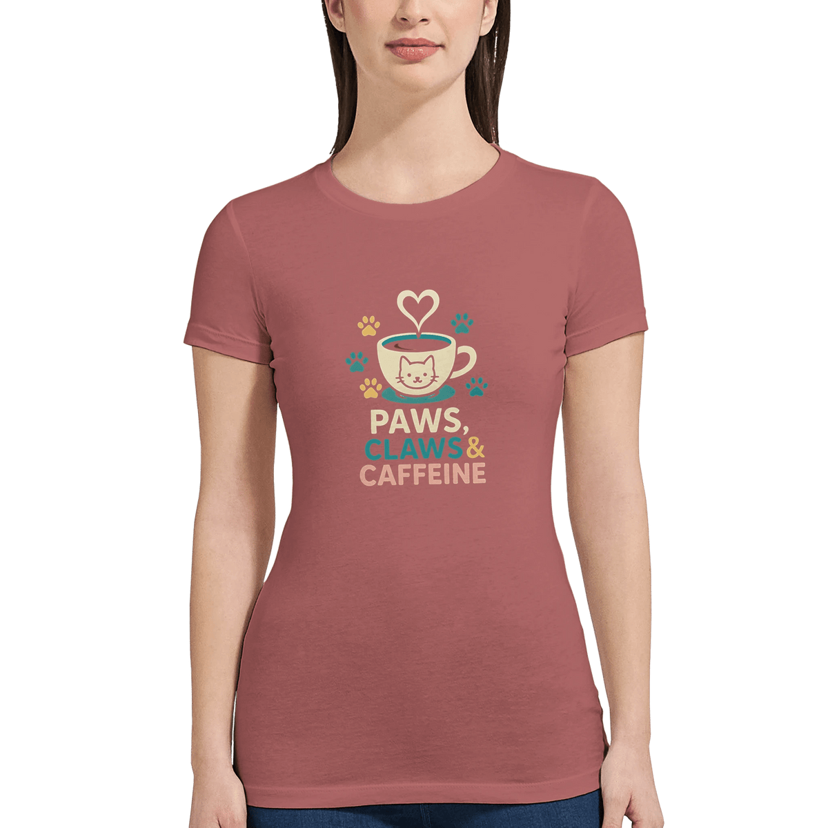 Mauve | Paws Claws and Caffeine Women's Premium T-Shirt