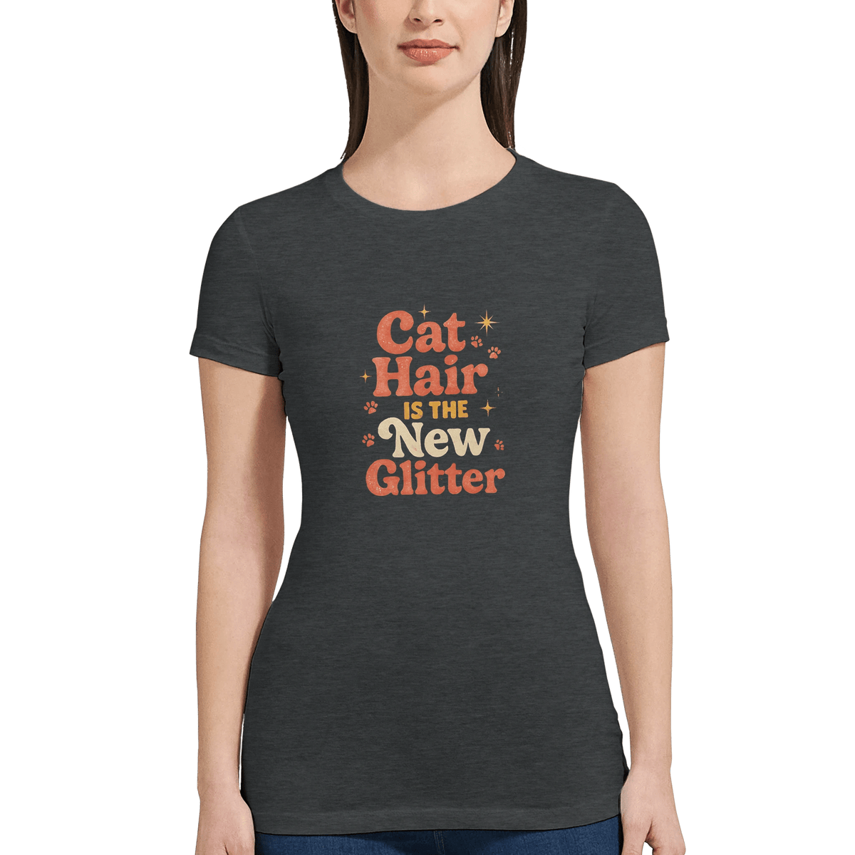 Dark Grey Heather | Cat Hair is the New Glitter Premium Women's T-Shirt