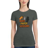 Load image into Gallery viewer, Rock Paper Scissors Cat Womens T-Shirt | Deep Heather