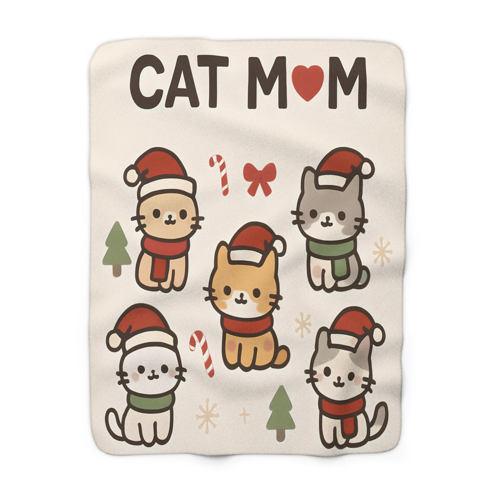 Cat Mom Christmas Sherpa Blanket