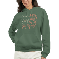 Load image into Gallery viewer, Ask Me About My Cat Hoodie Military Green – Warm Cotton-Poly Pullover