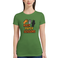 Load image into Gallery viewer, Rock Paper Scissors Cat Womens T-Shirt | Leaf