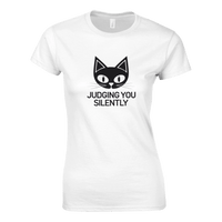 Load image into Gallery viewer, White | Cat Judging You Silently Womens T-Shirt