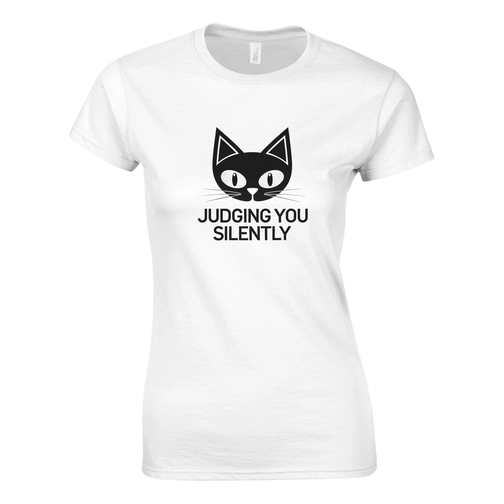 White | Cat Judging You Silently Womens T-Shirt