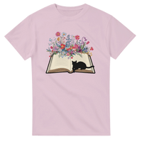 Load image into Gallery viewer, Light Pink| Heavyweight Cotton Flower Cat T-shirt