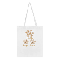 Load image into Gallery viewer, Faith Hope Love Cat Tote Bag | White