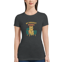 Load image into Gallery viewer, Dark Grey Heather | My Therapist Purrs Premium Women's T-shirt