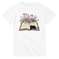 Load image into Gallery viewer, White | Heavyweight Cotton Flower Cat T-shirt