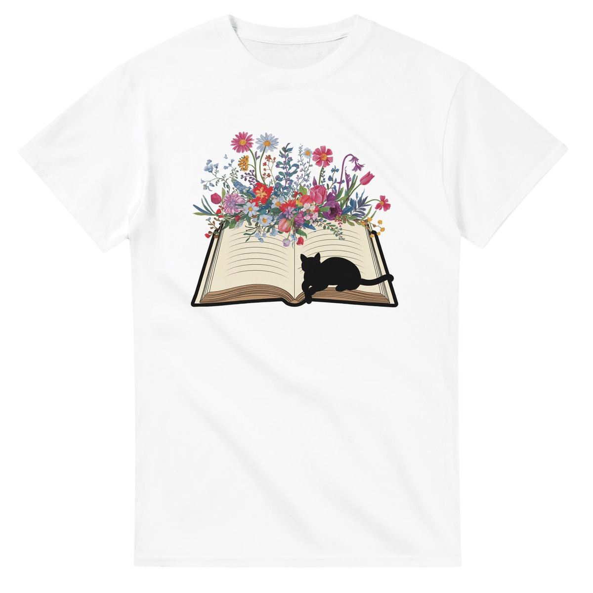 White | Heavyweight Cotton Flower Cat T-shirt