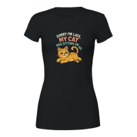 Load image into Gallery viewer, Black | Sorry I'm Late Premium Cat T-Shirt