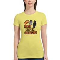Load image into Gallery viewer, Rock Paper Scissors Cat Womens T-Shirt | Yellow