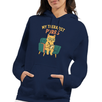 Load image into Gallery viewer, My Therapist Purrs Hoodie – Cozy Unisex Cat Lover Pullover (Navy)
