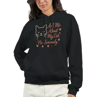 Load image into Gallery viewer, Ask Me About My Cat Hoodie Black – Cozy Unisex Pullover for Cat Lovers