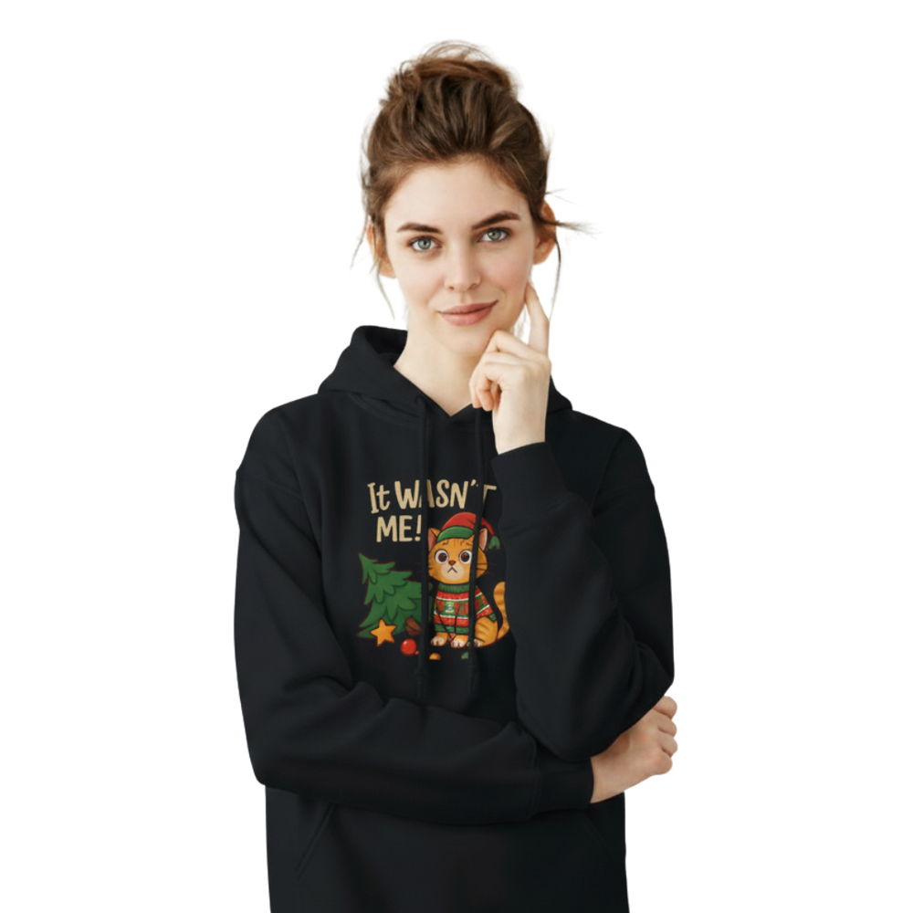 It Wasn't Me Cat Holiday Hoodie | Black