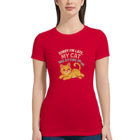 Load image into Gallery viewer, Red | Sorry I'm Late Premium Cat T-Shirt
