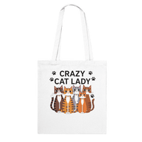 Load image into Gallery viewer, White | Crazy Cat Lady Tote Bag
