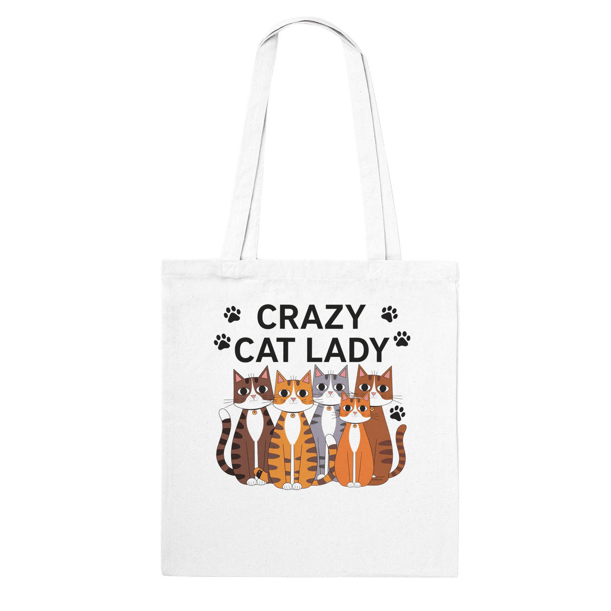 White | Crazy Cat Lady Tote Bag