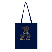 Load image into Gallery viewer, Faith Hope Love Cat Tote Bag | Navy
