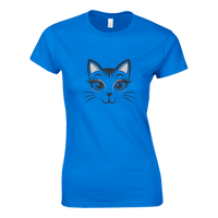 Load image into Gallery viewer, Navy | Happy Cat Portrait Womens T-Shirt