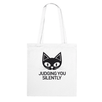 Load image into Gallery viewer, White | Judging You Silently Cat Tote Bag