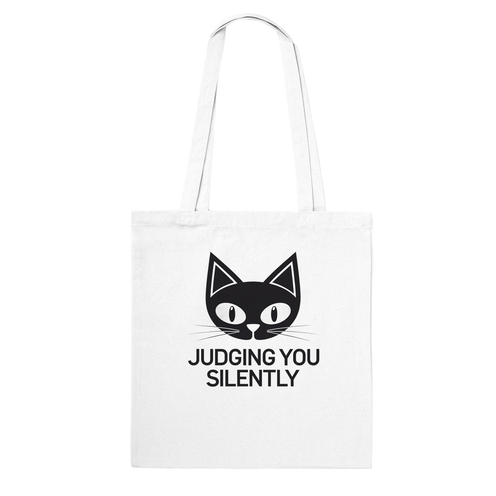 White | Judging You Silently Cat Tote Bag