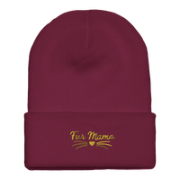 Load image into Gallery viewer, Fur Mama Beanie Maroon – Stylish Knit Hat for Cat Lovers