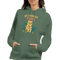 Load image into Gallery viewer, My Therapist Purrs Hoodie – Cozy Unisex Cat Lover Pullover (Military Green)
