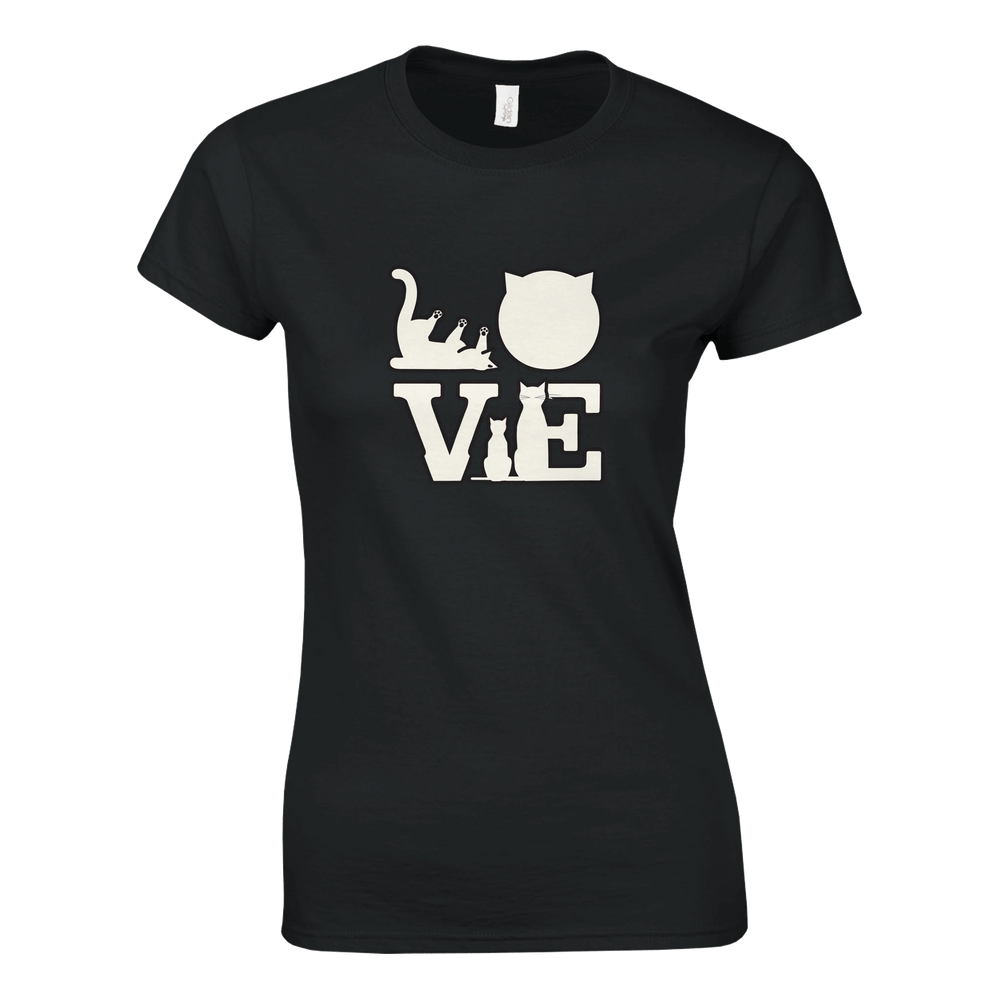 Black | Womens T-shirt Love Equals Cats