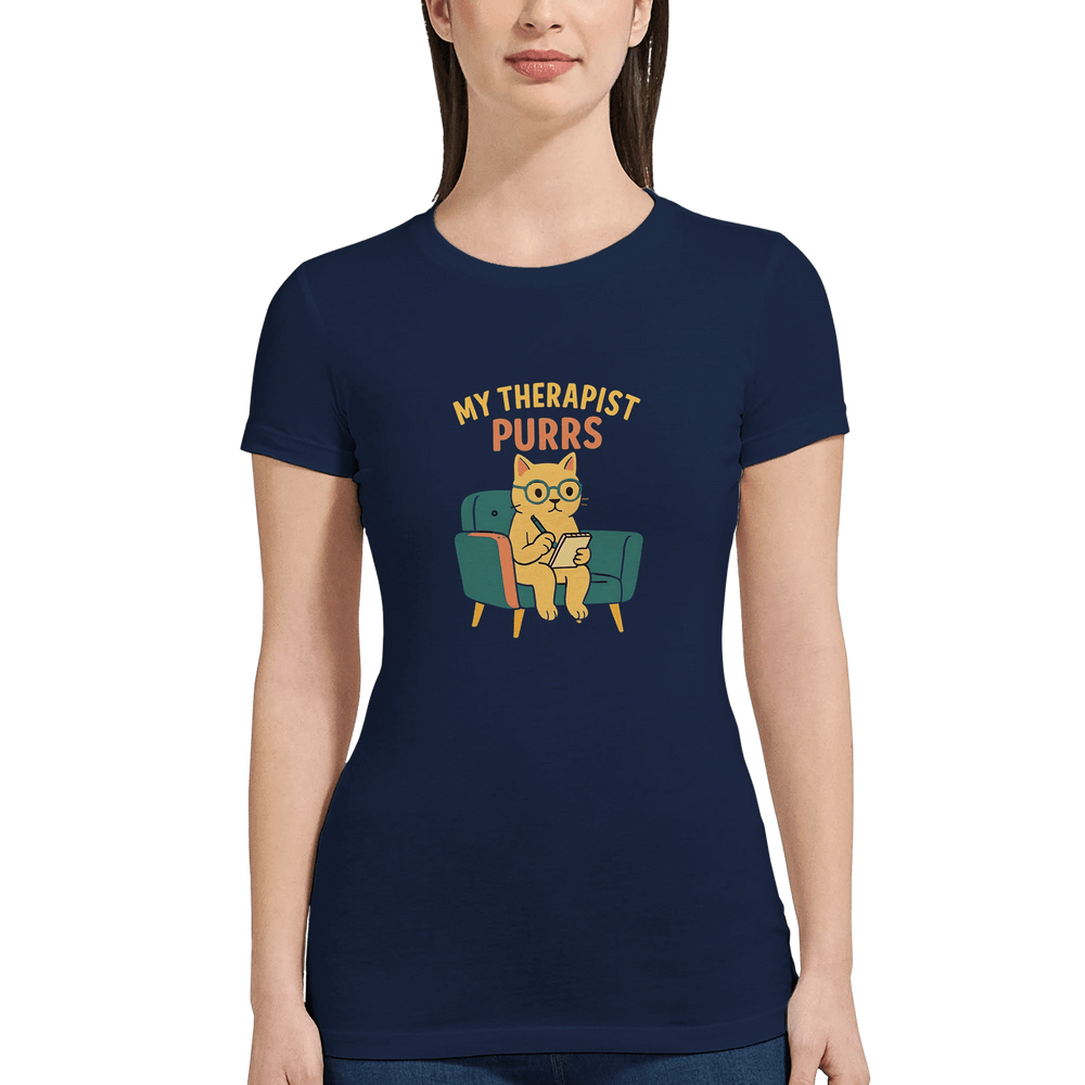 Navy | My Therapist Purrs Premium Women's T-shirt