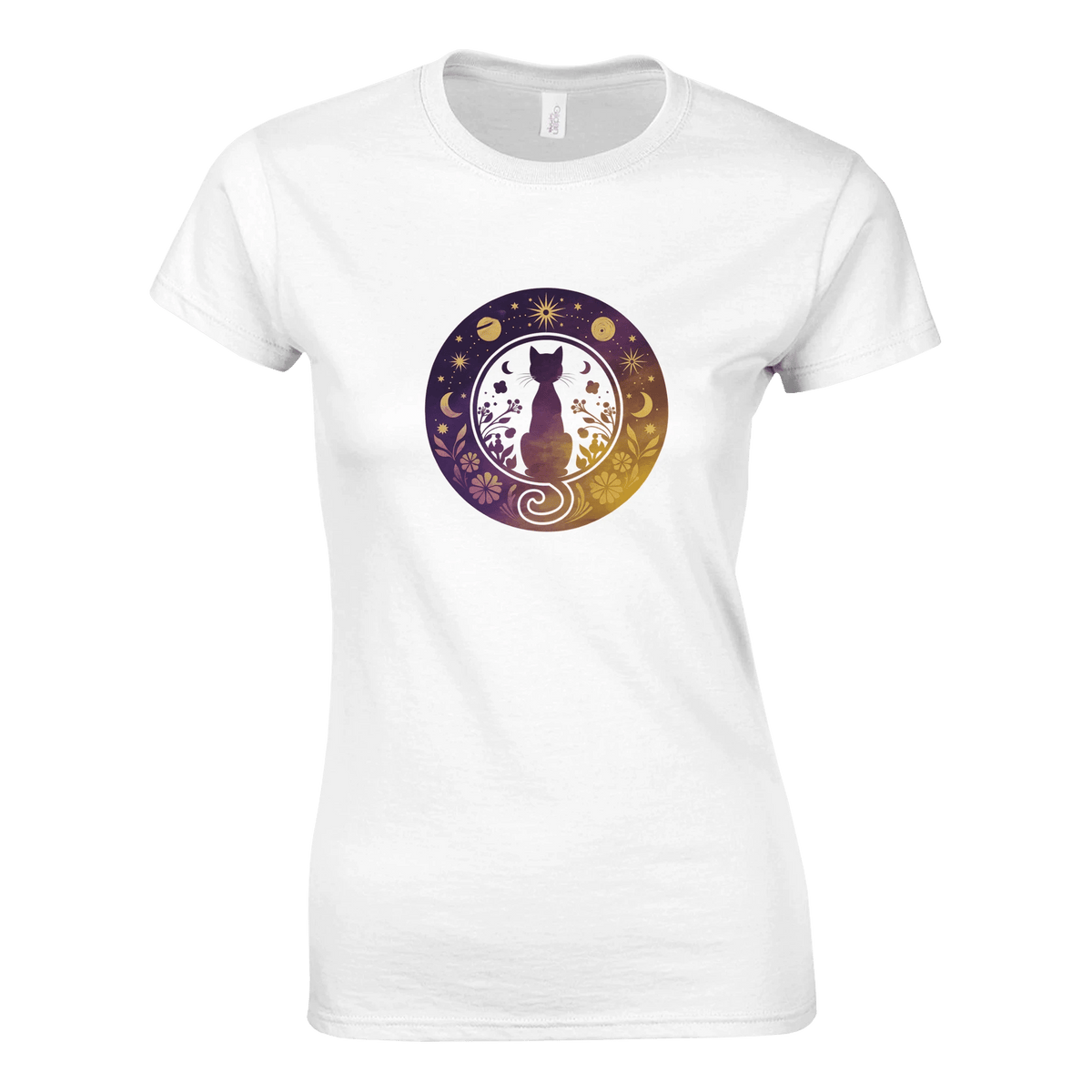 White | Cat in Tranquility Womens T-Shirt