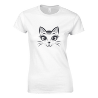 Load image into Gallery viewer, White | Happy Cat Portrait Womens T-Shirt