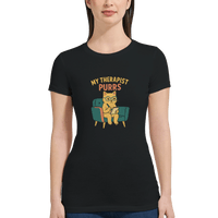 Load image into Gallery viewer, Black | My Therapist Purrs Premium Women's T-shirt
