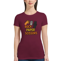 Load image into Gallery viewer, Rock Paper Scissors Cat Womens T-Shirt | Maroon