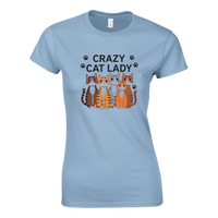 Load image into Gallery viewer, Light Blue | Crazy Cat Lady Women Soft Cotton T-shirt