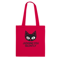 Load image into Gallery viewer, Red | Judging You Silently Cat Tote Bag