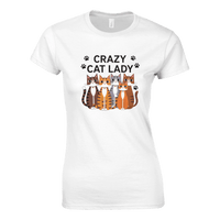 Load image into Gallery viewer, White | Crazy Cat Lady Women Soft Cotton T-shirt