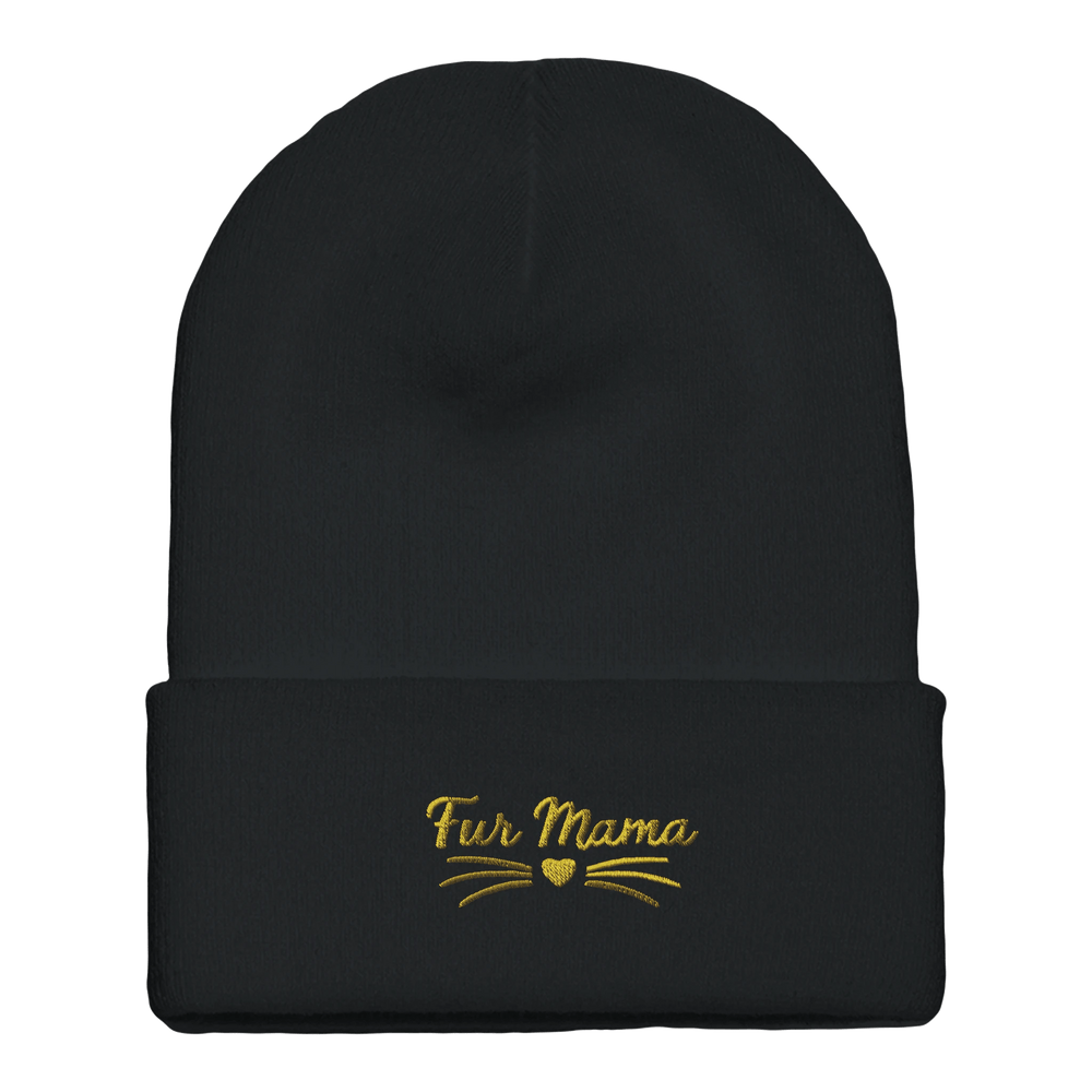 Fur Mama Beanie Black– Stylish Knit Hat for Cat Lovers